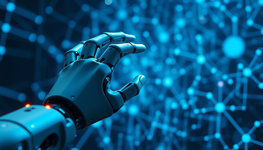 Robotic hand interacting with AI elements, representing API Management Solutions