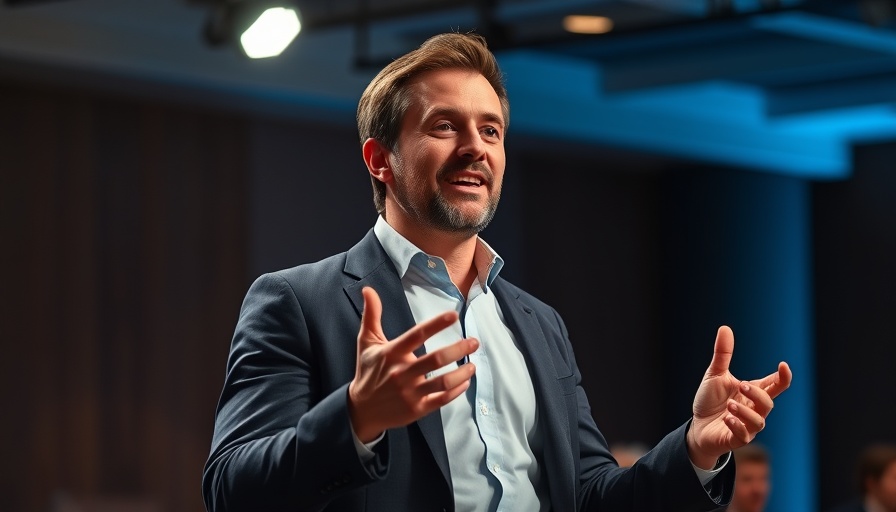 Business speaker at conference discussing DeepMind research restrictions.