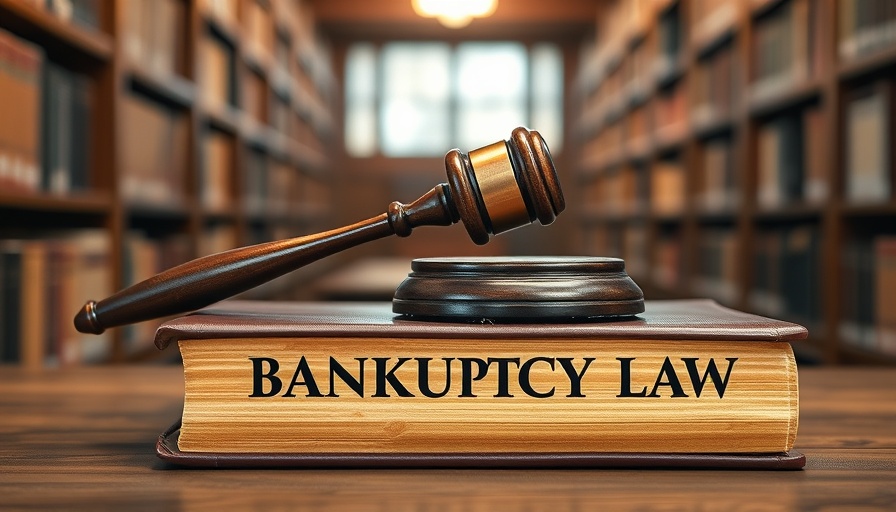 Judge's gavel on Bankruptcy Law book in library, symbolizing bankruptcy filings and consumer finances.