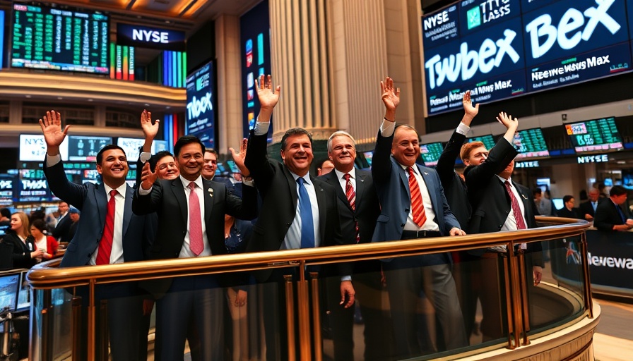 Group celebrating Newsmax IPO performance at NYSE.