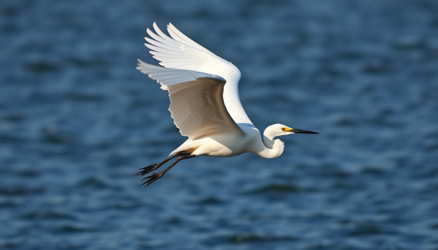 Graceful egret in flight, symbolizing motivation.