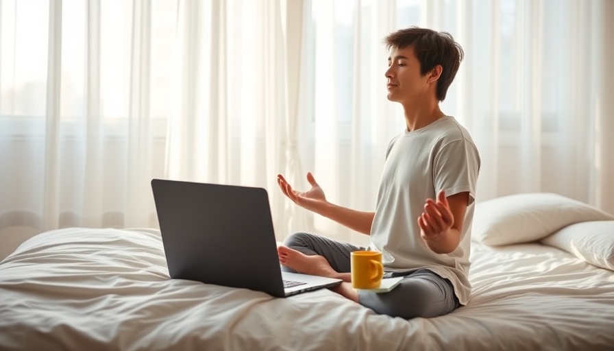 Peaceful mindful browsing with Opera Air while meditating on bed.