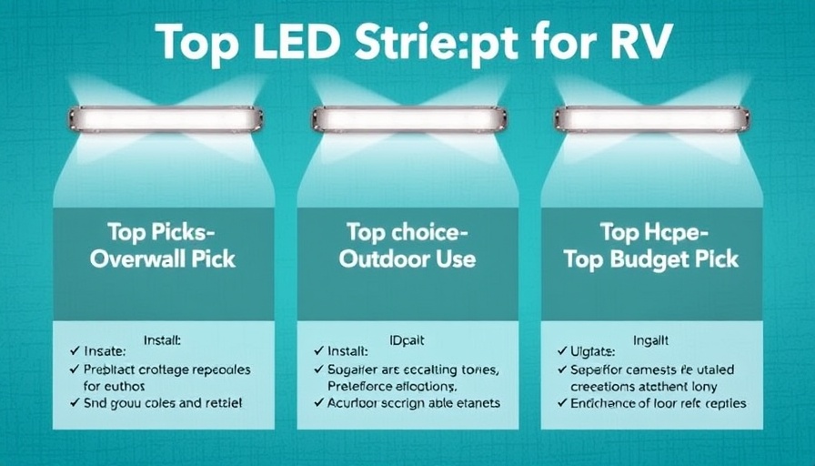 Infographic of best LED strip lights for RVs, 2025 update.