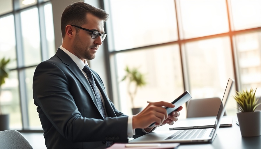 Businessman using tablet and laptop in office, CDK Fundamentals Suite for Small Dealerships