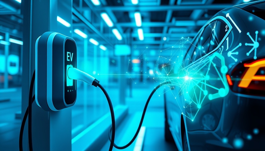 Futuristic EV charging station with digital overlay depicting Consumers Leasing EVs.