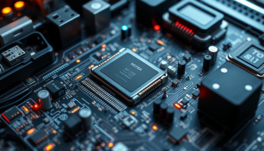 Futuristic motherboard with neon highlights, representing Asia's Trade and Tech Outlook 2025.