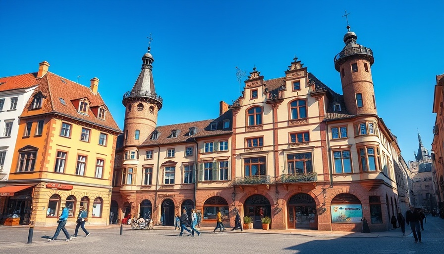 European-style building in Washington State, capturing international look-alike destinations, sunny day.