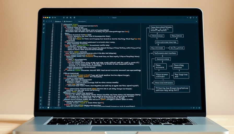 AI development interface on laptop screen with workflow nodes.