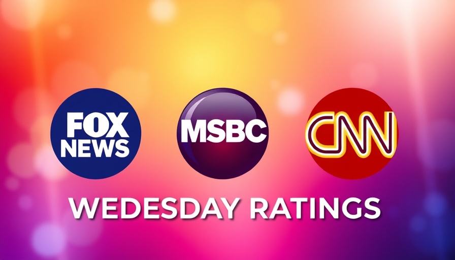 Major news channels ratings graphic, vibrant background.