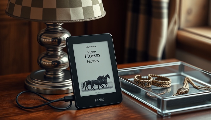 E-reader with 'Slow Horses' book displayed by Kindle Recaps AI Feature.