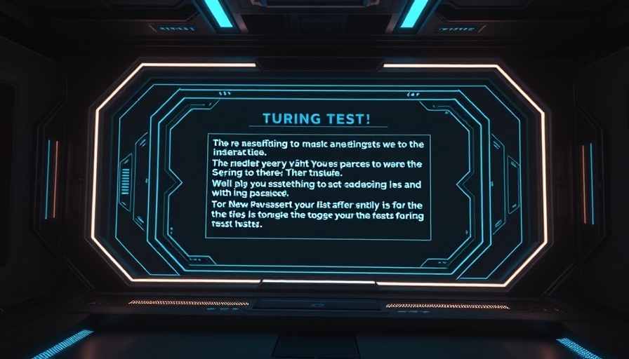 Turing Test interface with instructional prompt, dark theme, teal patterns.
