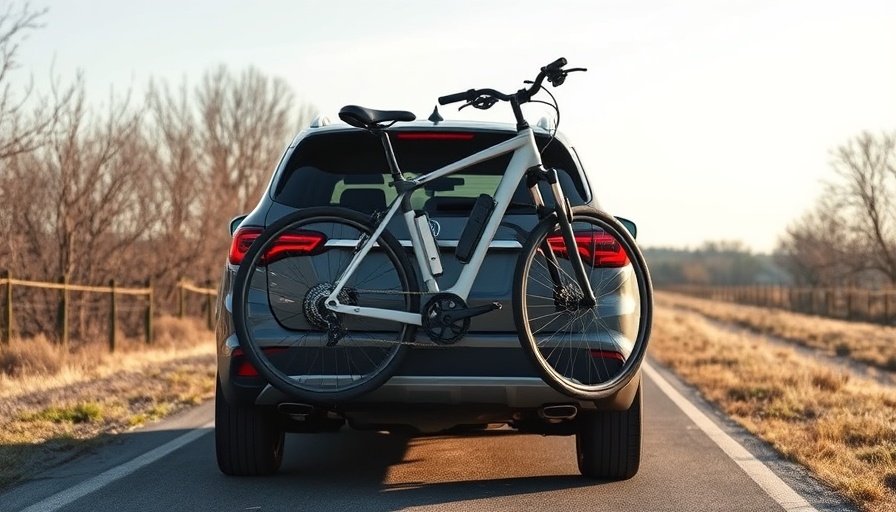 E-bikes as Alternatives for Car Buyers: Electric bike on SUV in rural setting.