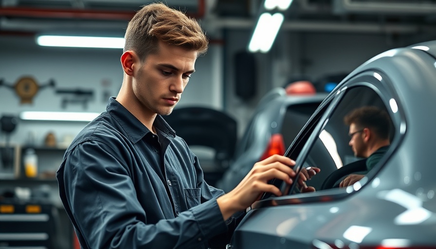 Mechanic inspecting car in workshop, car repair cost estimator.