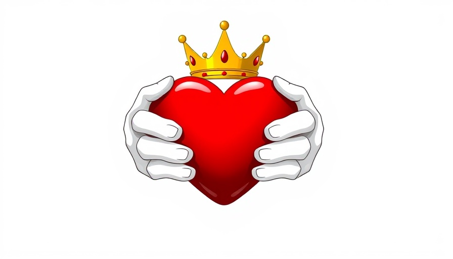Symbolic heart illustration with crown and hands, AI Tools for Marketing