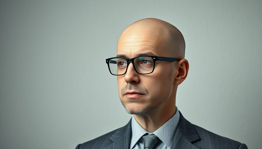 Bald man in a gray suit looking thoughtful against a textured background.