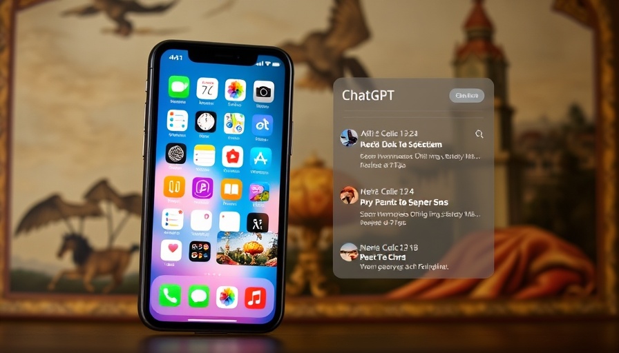 ChatGPT interface on smartphone home screen providing travel tips, artistic backdrop.