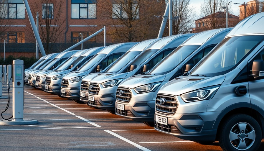 Row of electric vans charging, highlighting EV cost analytics.