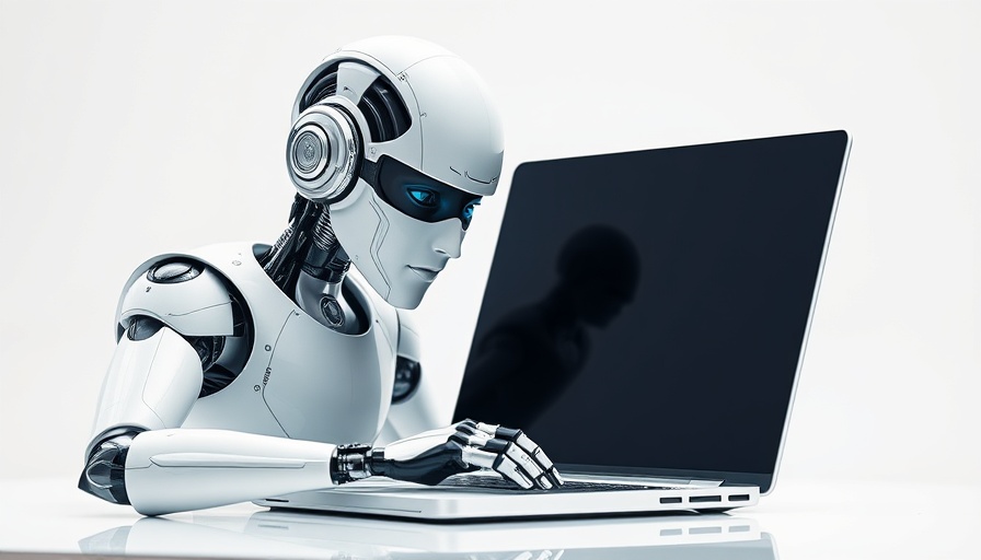Futuristic robot working on data security solutions.