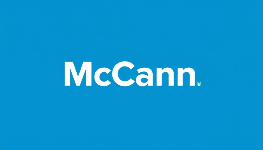 Minimalist McCann logo on blue background representing leadership changes.