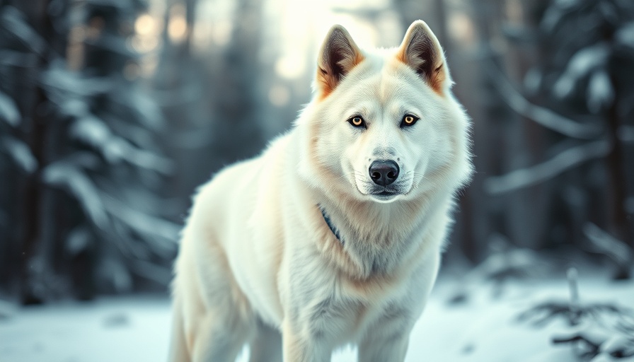 White-furred canine in snowy forest, Dire Wolf De-extinction