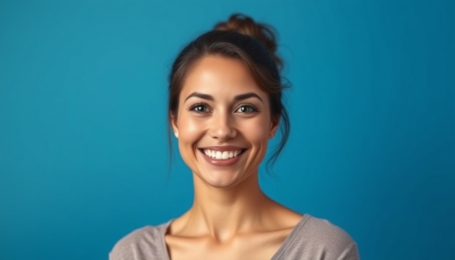 Portrait of a smiling woman on a blue gradient background, associated with Albert Heijn success formula.