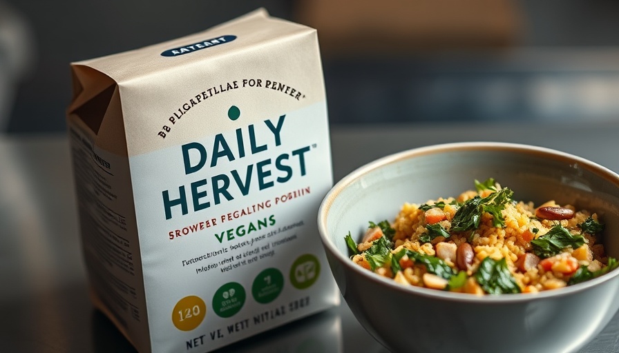 Daily Harvest vegan meal delivery packages and prepared bowl.