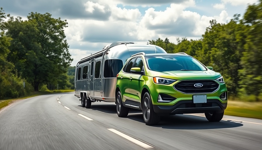 Ford Maverick Hybrid AWD towing Airstream trailer on highway.