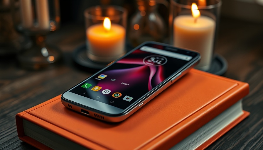 Motorola Moto G Stylus phones on an orange book with candle.