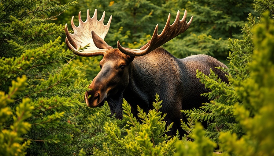 Majestic moose browsing in lush greenery, best places to see moose in U.S.