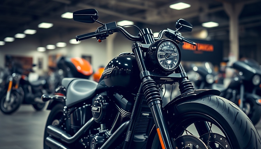 Harley-Davidson motorcycle in showroom symbolizing CEO transition