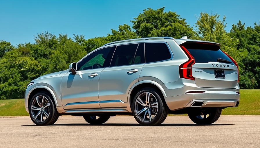 Silver 2025 Volvo XC90 Hybrid in outdoor setting, eco-friendly.
