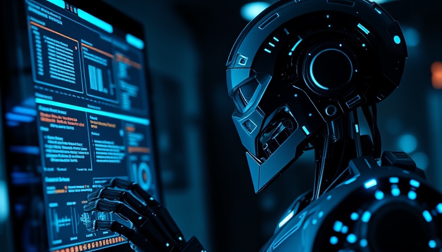 Futuristic robot and computer illustrating AI governance in healthcare