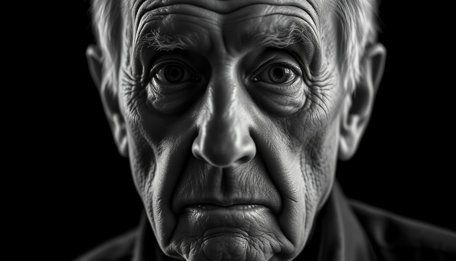 Elderly man with serious expression, monochrome portrait.