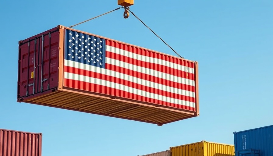 Shipping container with American flag symbolizing tariffs impact.