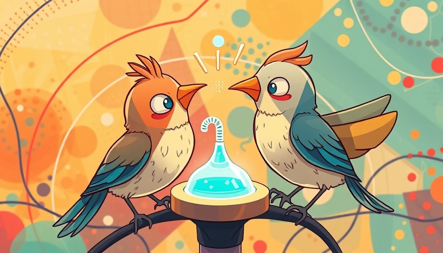 Birds with biosensor in colorful cartoon style for Bird Flu Biosensor Detection.