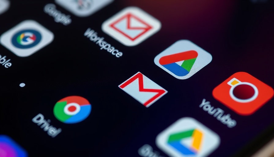 Google Workspace app icons on smartphone close-up.