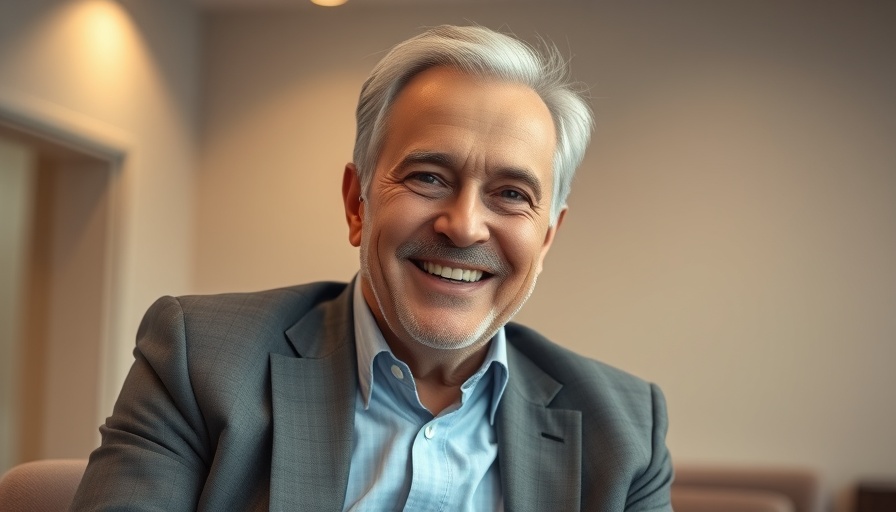 Older man discussing enterprise AI strategy, professional setting.