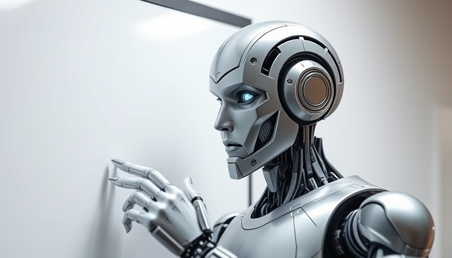 AI robot writing on a whiteboard for trade lane risk planning.