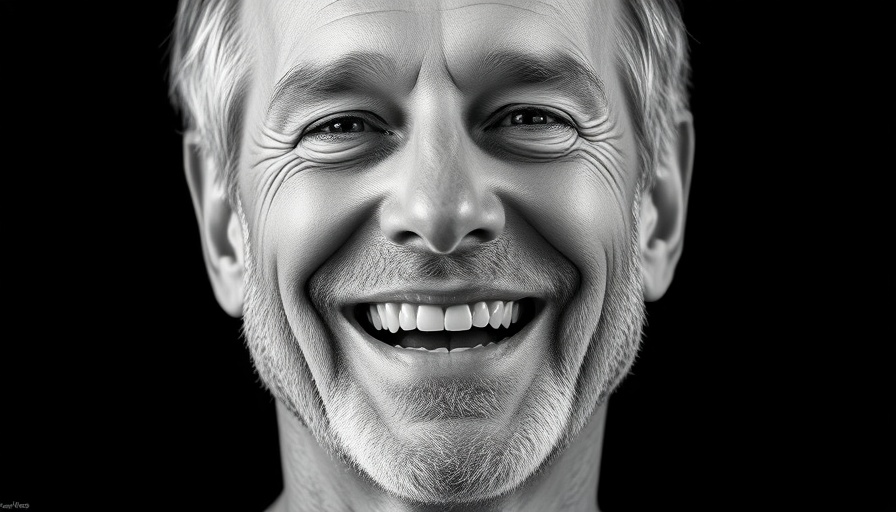 Portrait of smiling middle-aged man in black and white.