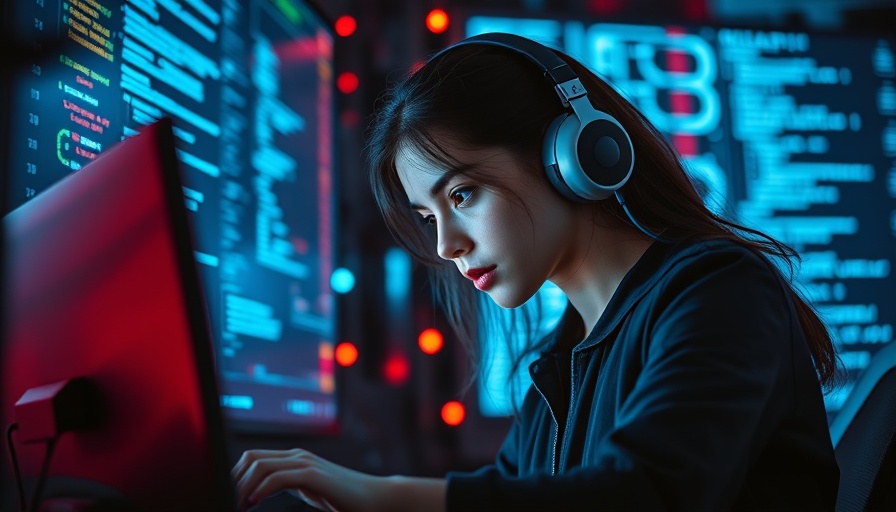Female programmer interacting with AI-driven code display, illustrating how AI can help supercharge creativity.