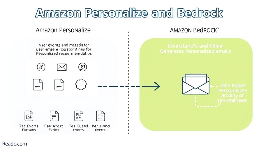 Flowchart of Amazon Personalize and Bedrock process with user data and recommendations.