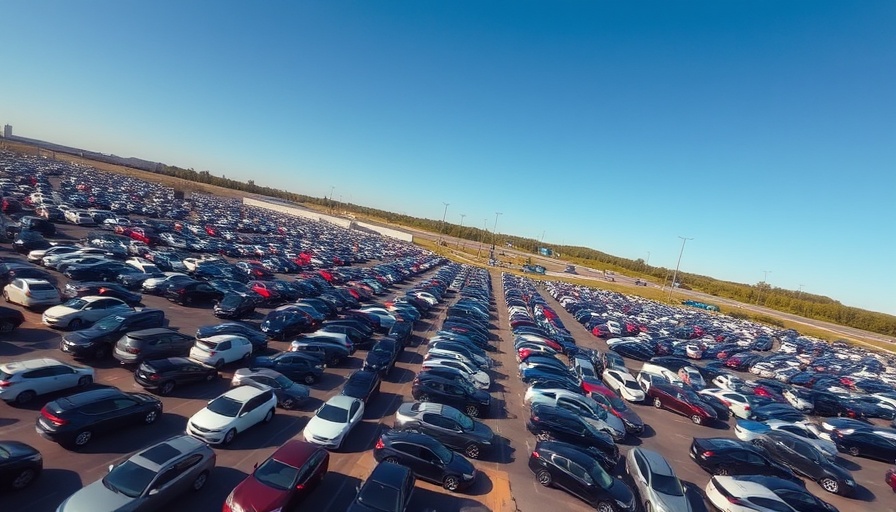 CarMax Auto Finance lot filled with cars, showcasing 6% origination growth.