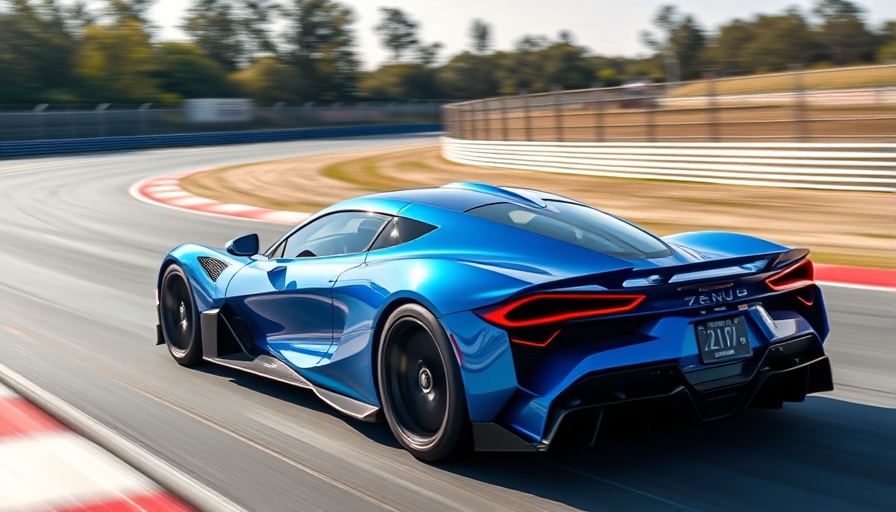 Zenvo Aurora Hypercar V-12 Engine on a racetrack.