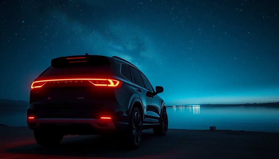 Futuristic SUV design under night sky, Mazda EZ-60 SUV vs Tesla Model Y.