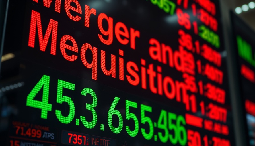 Stock market display with 'Mergers and Acquisitions' text.