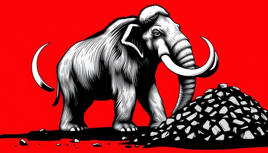Illustration of a mammoth and coal, symbolizing Trump administration science policies.