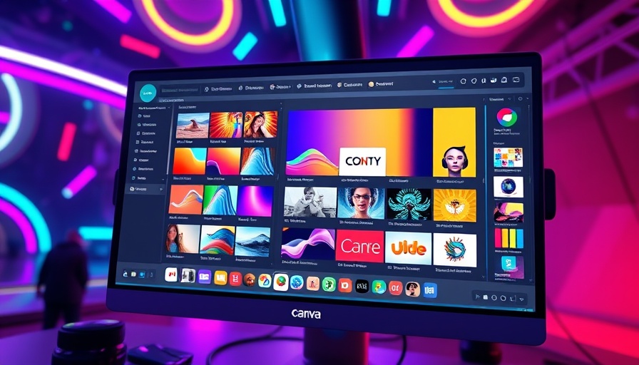Colorful Canva AI features interface on a digital screen.
