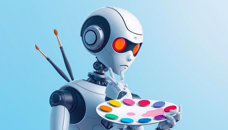 Illustration of AI in creative processes with robotic artist.