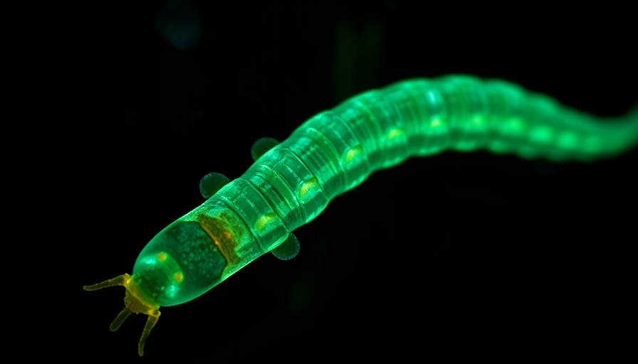 Microscopic view of a Caenorhabditis elegans showcasing intricate details.