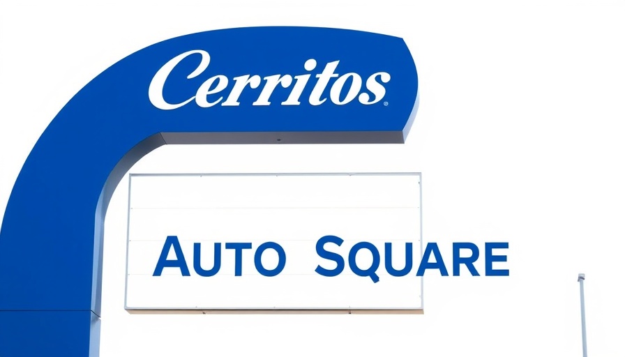 Concierge service for car shoppers - Cerritos Auto Square sign.